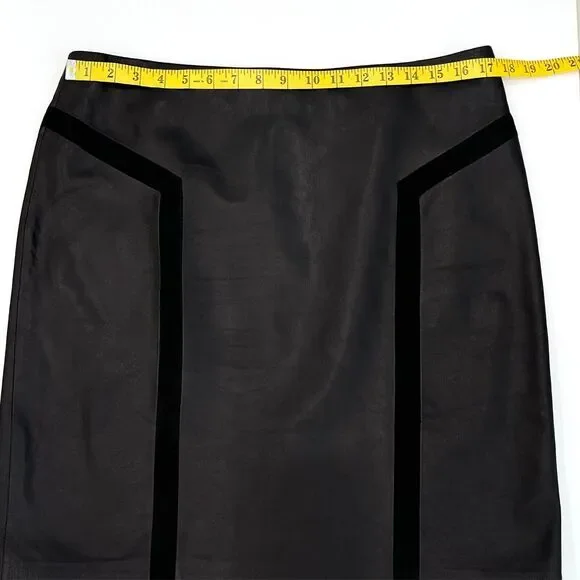 J. McLaughlin Black Genuine Leather Skirt Preppy Mob Wife Womens Size 12